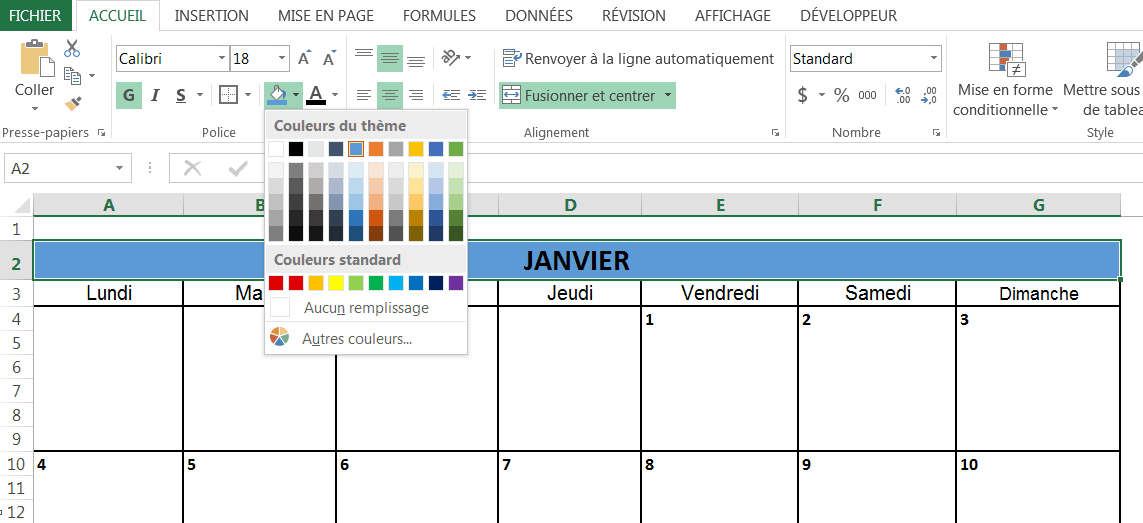 Créez Un Calendrier 2016 Dans Excel (Modèle Gratuit).