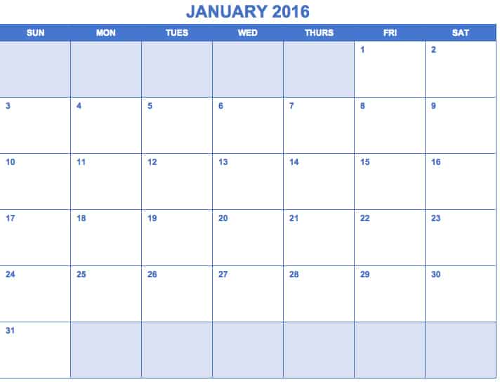 4 Month Calendar Template 2016 | Calendar Template 2016