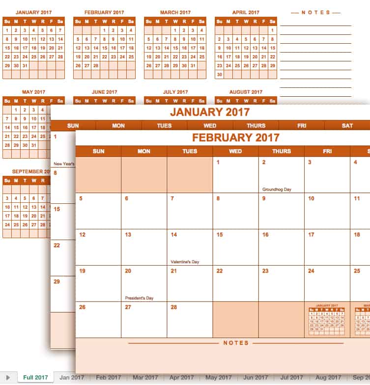 2017 2018 monthly planner template