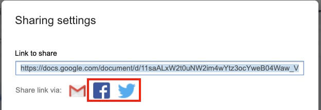 Google Drive Share Via Social Media Facebook Twitter