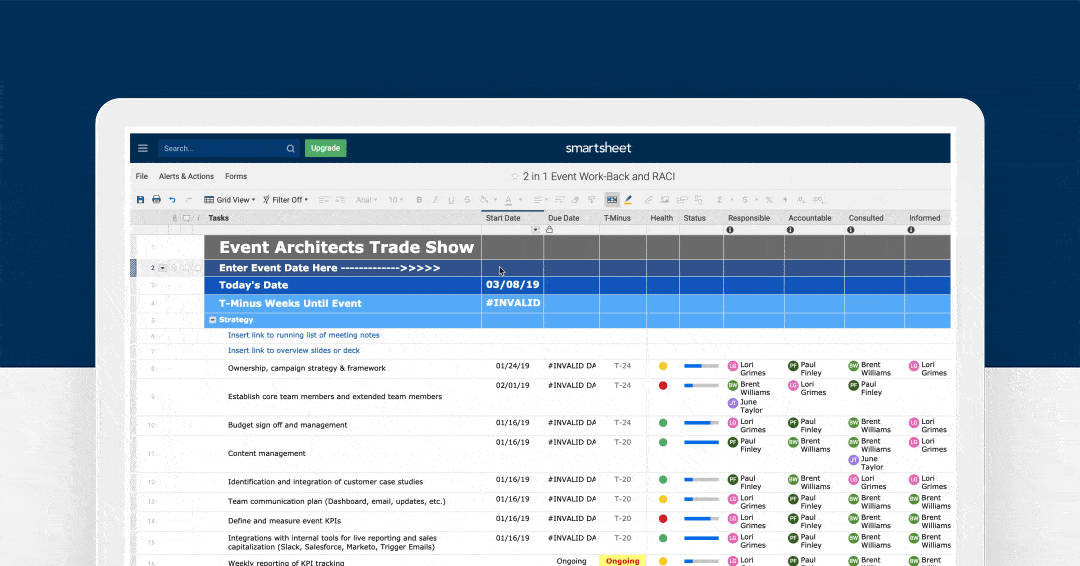 Two-in-one RACI Work-back template