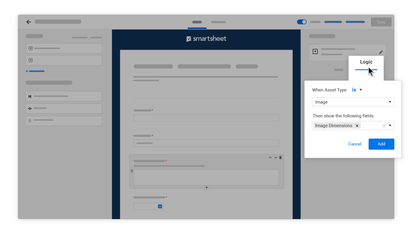 Smartsheet forms builder with conditional logic