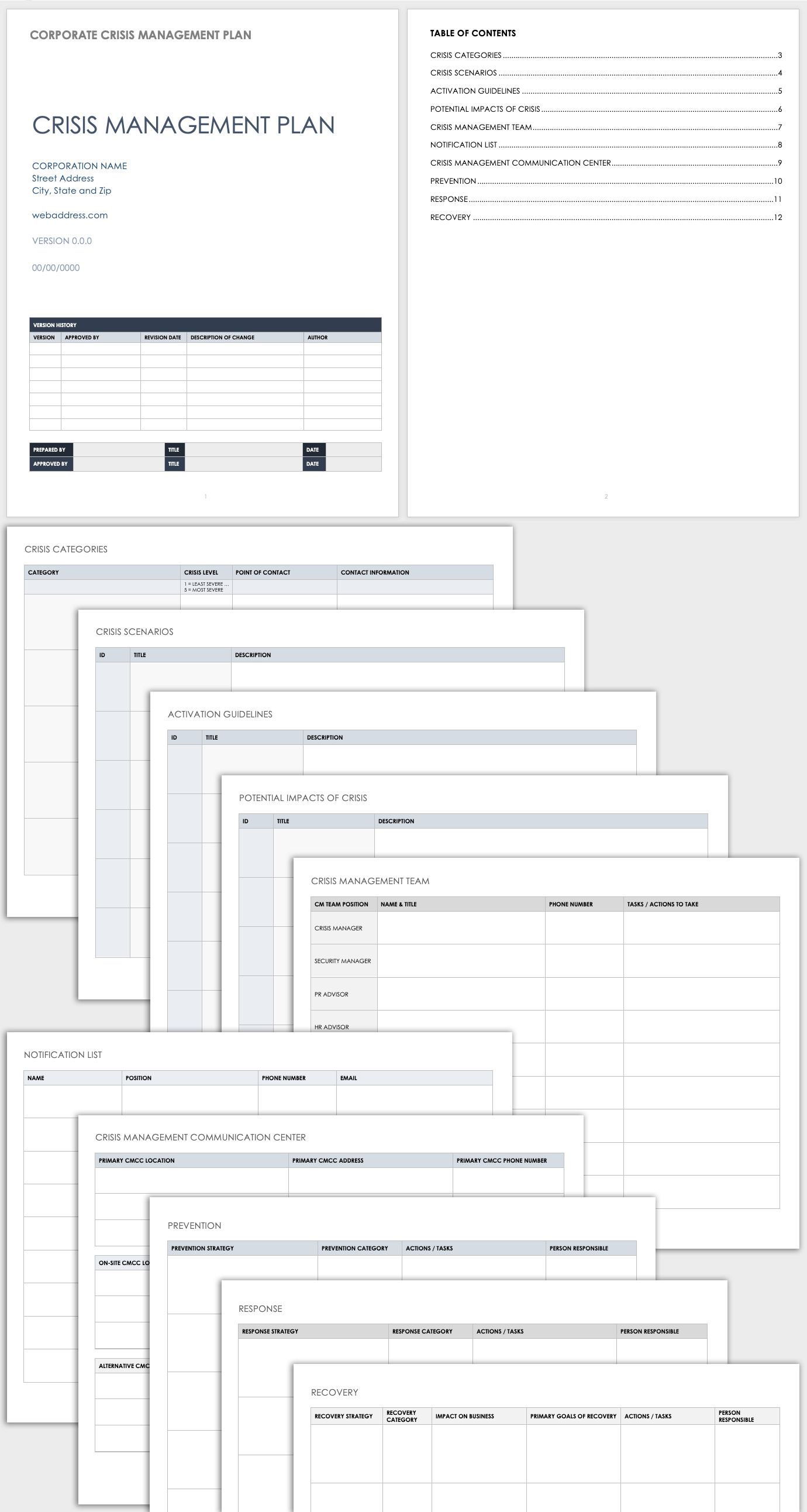 Corporate Crisis Management Plan Template