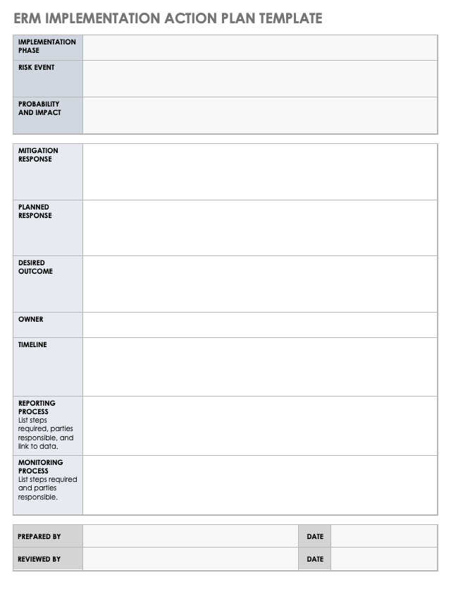 ERM Implementation Action Plan Template