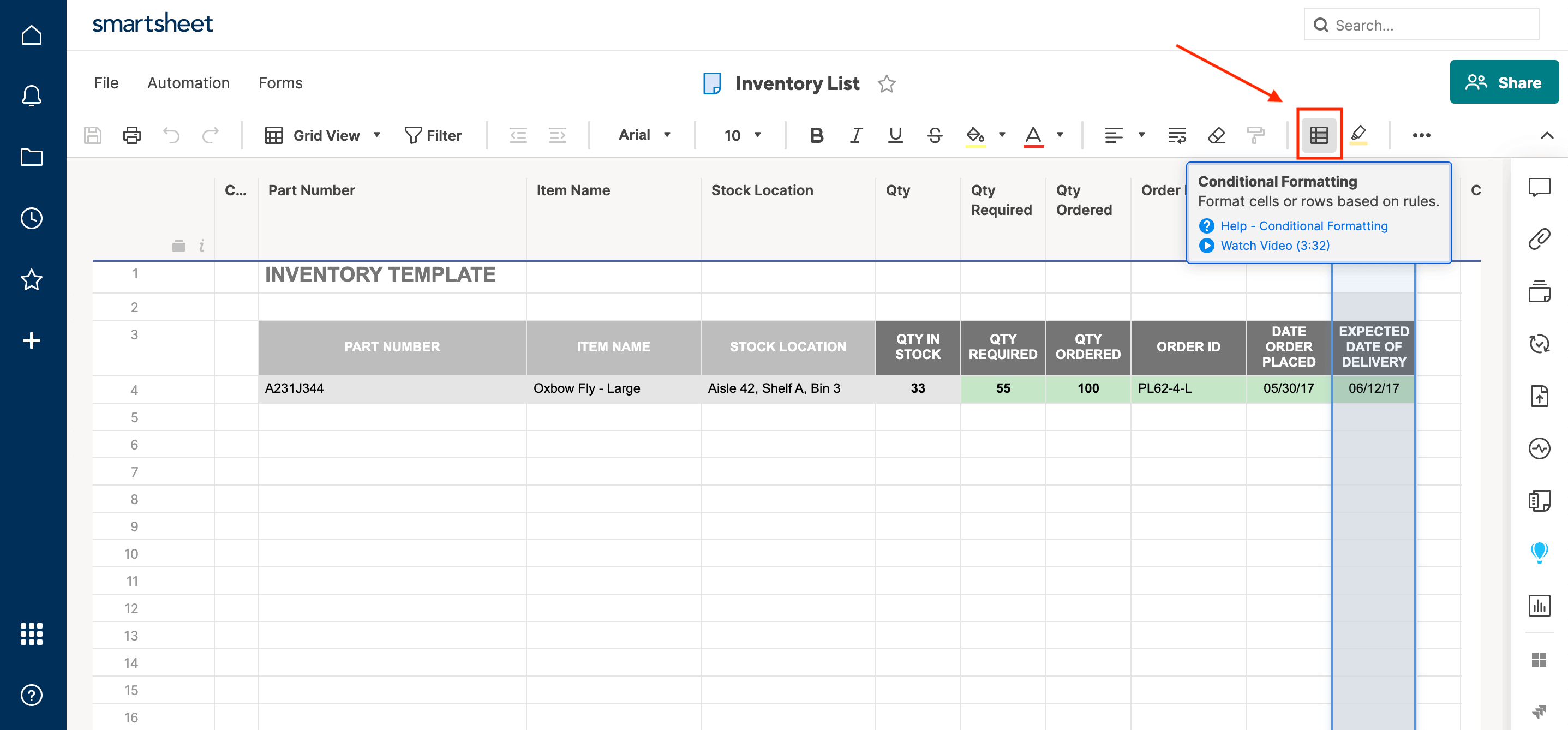 Conditional Formatting Smartsheet