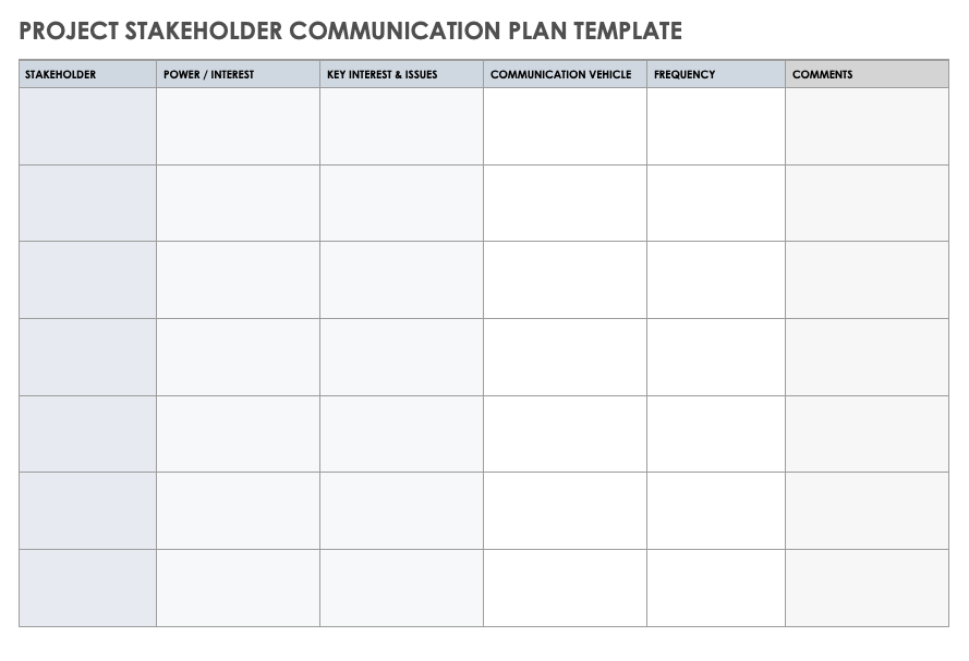 Project Stakeholder Communication Plan Template