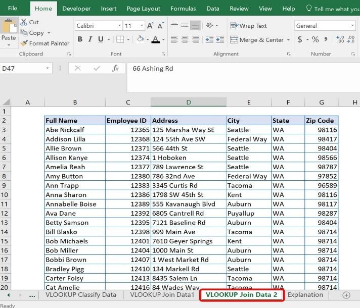 Vlookup Join Data
