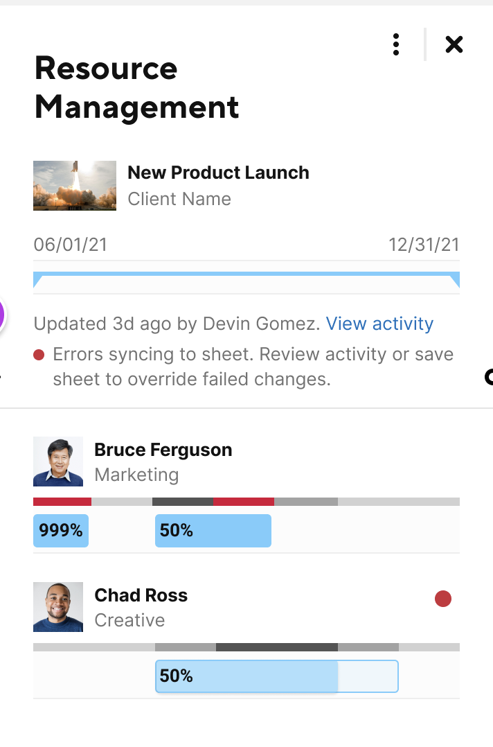 Screenshot Resource Management syncing