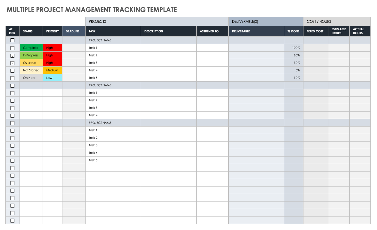 Multiple Project Management Tracking Template