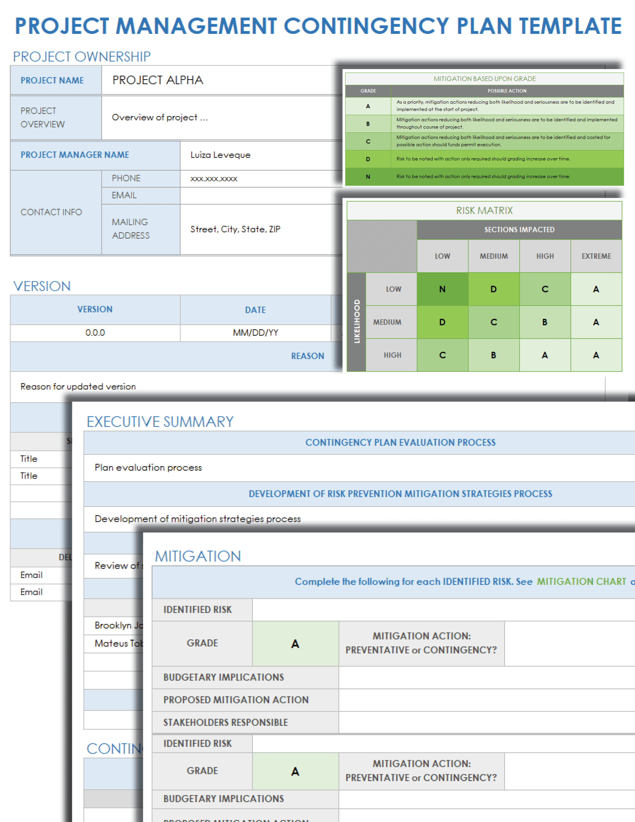 Project Management Contingency Plan Template