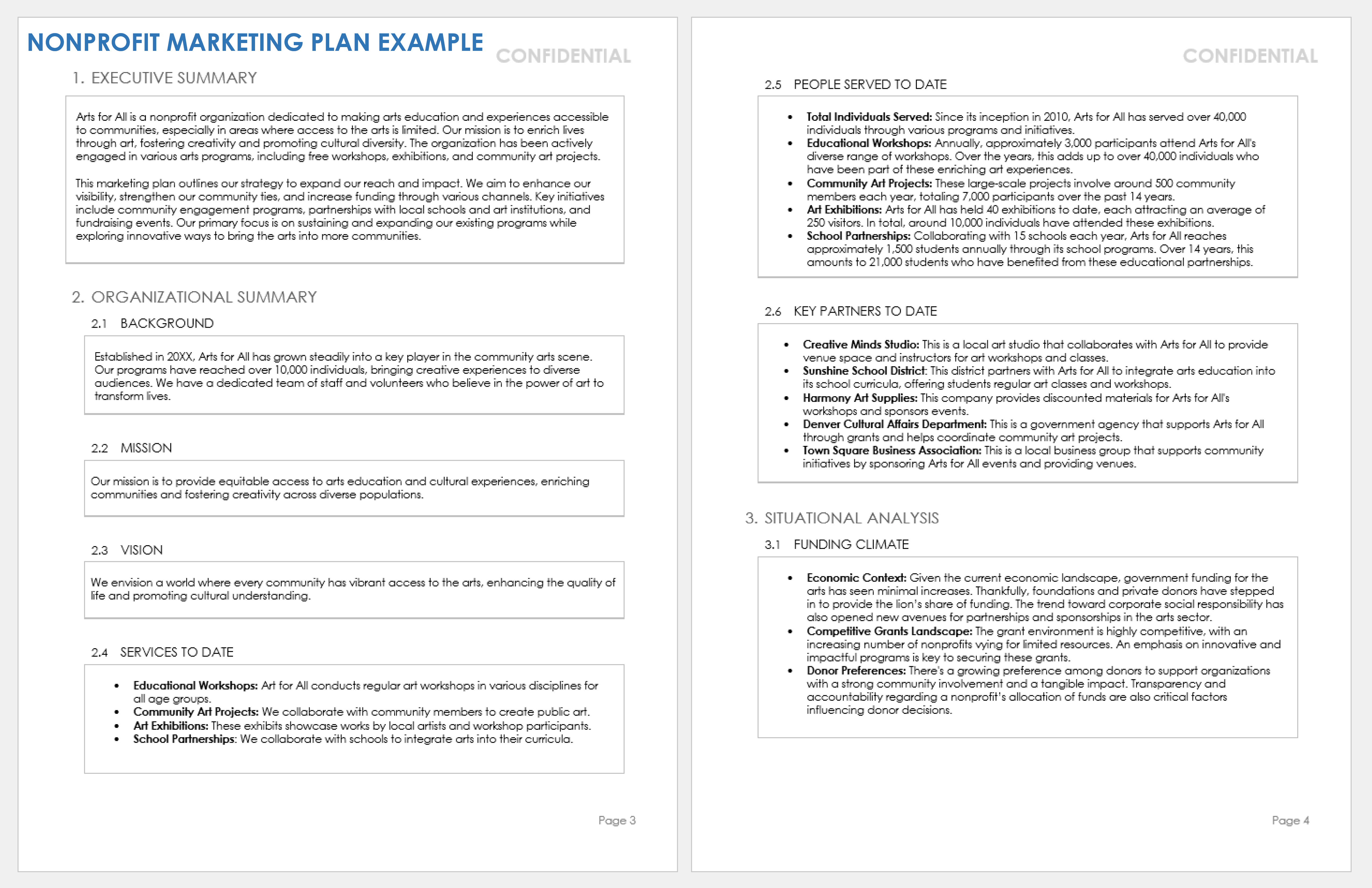 NonProfit Marketing Plan Example