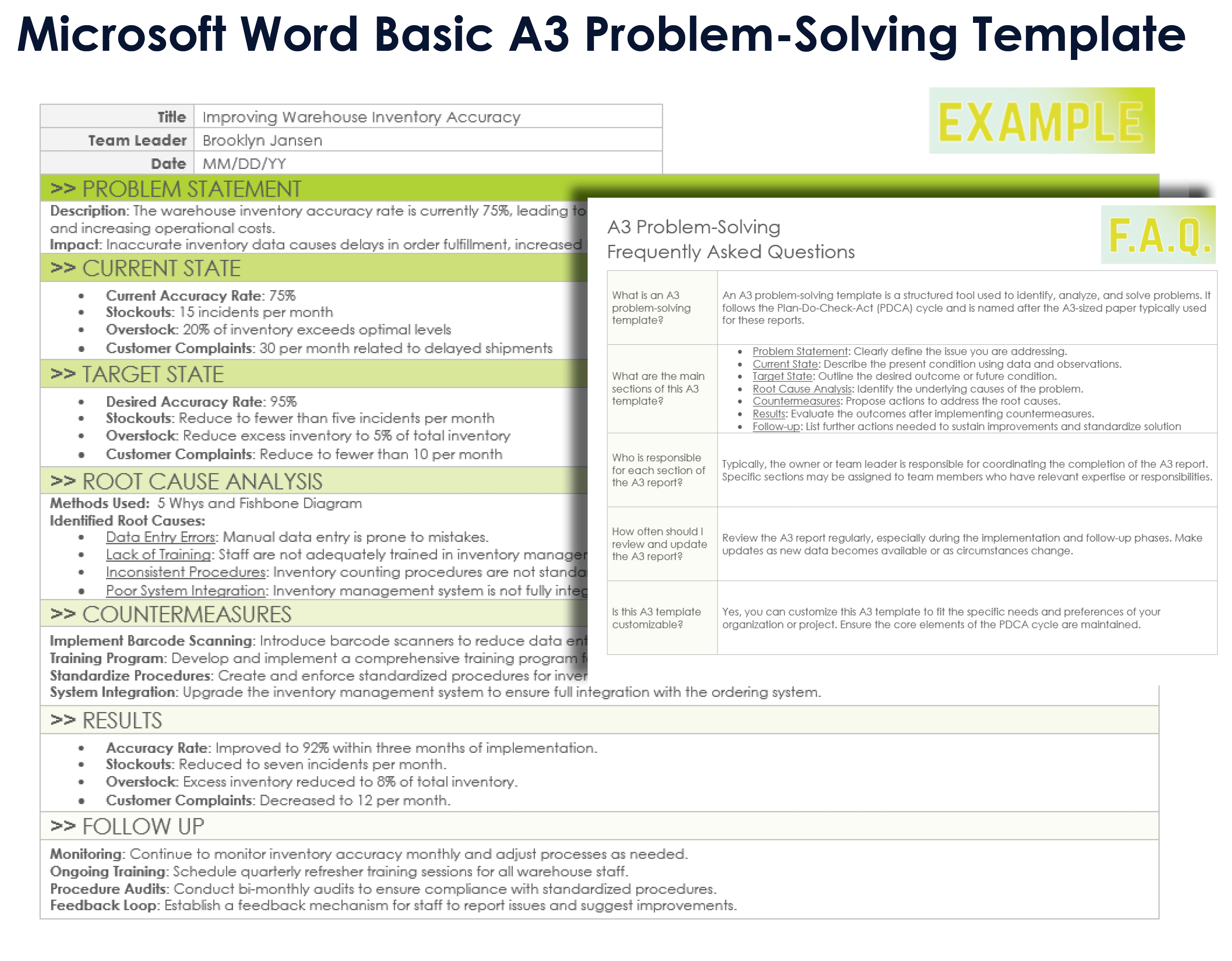 Microsoft Word Basic A3 Problem Solving Template