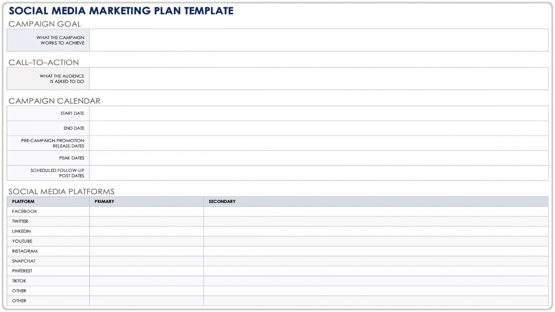 Social Media Marketing Plan Template