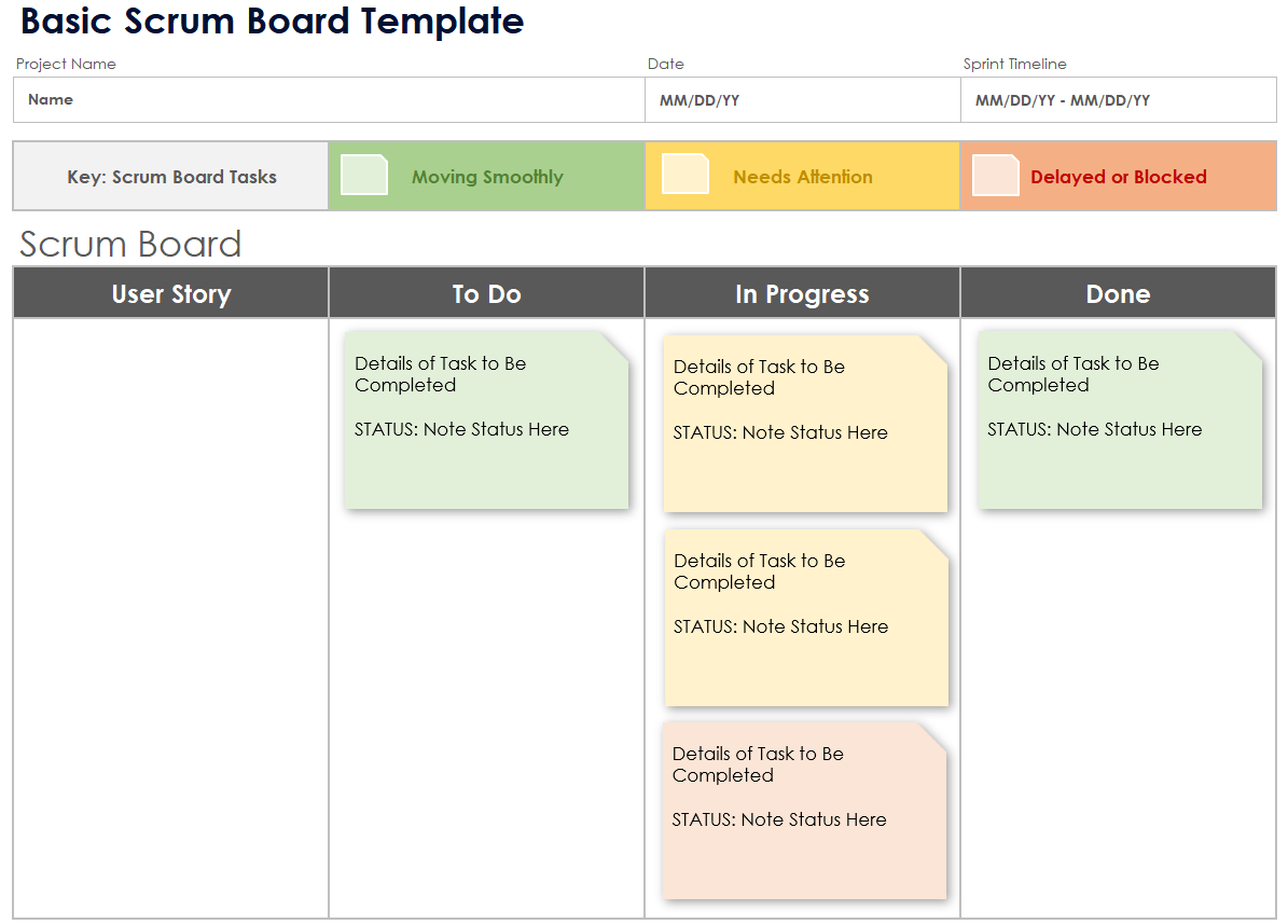 Basic Scrum Board Template