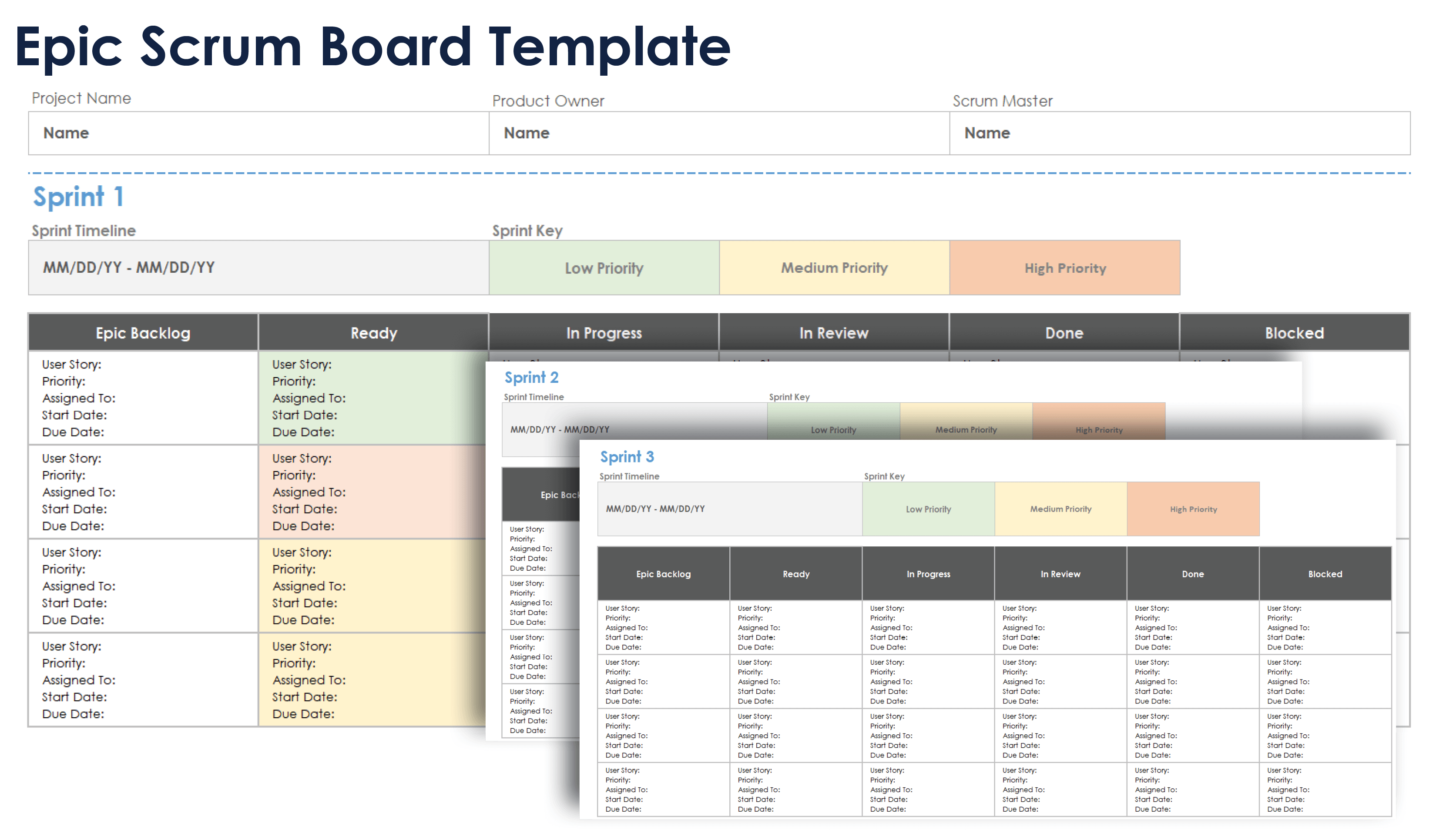 Epic Scrum Board Template