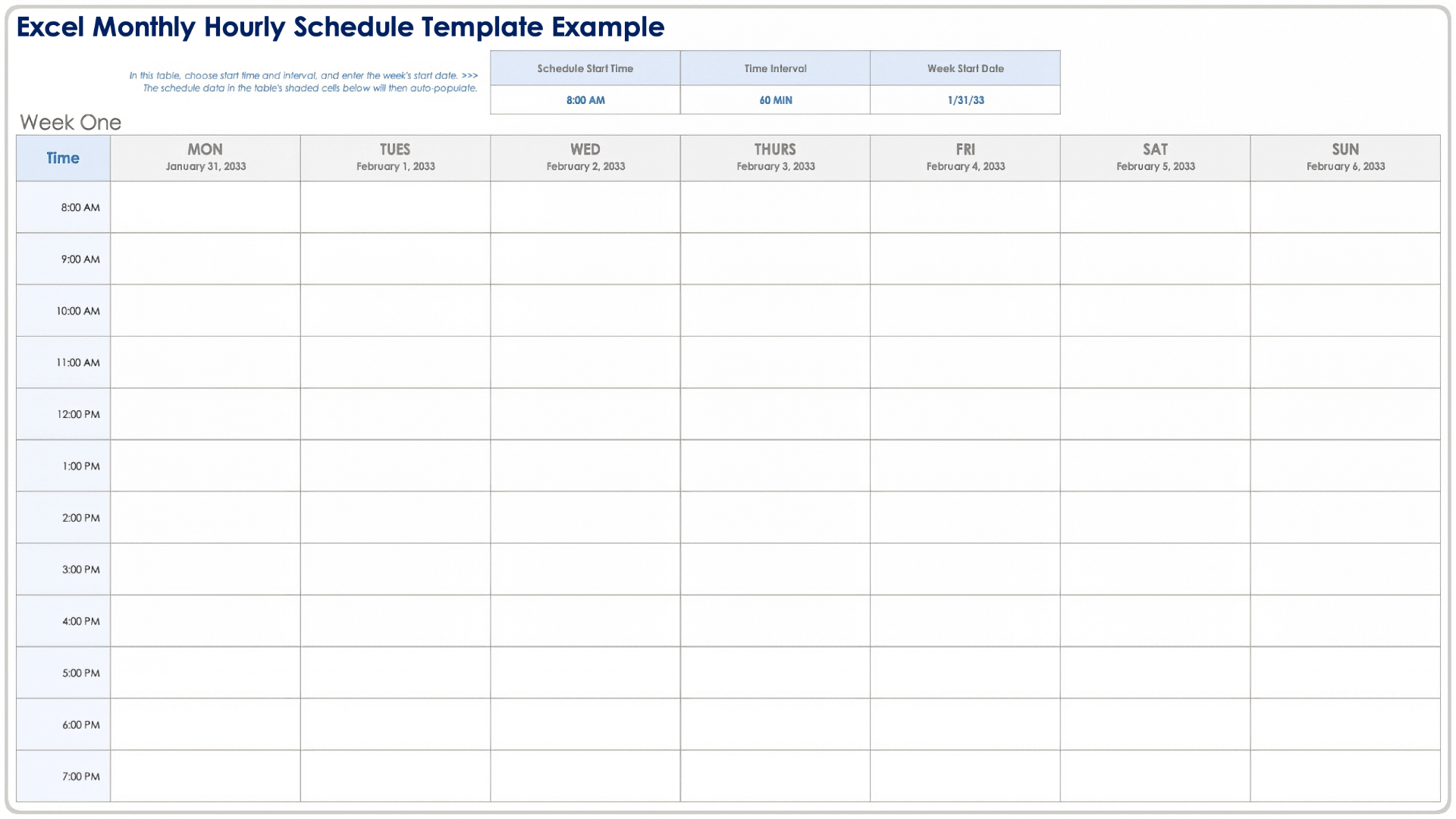 Excel Monthly Hourly Schedule Template