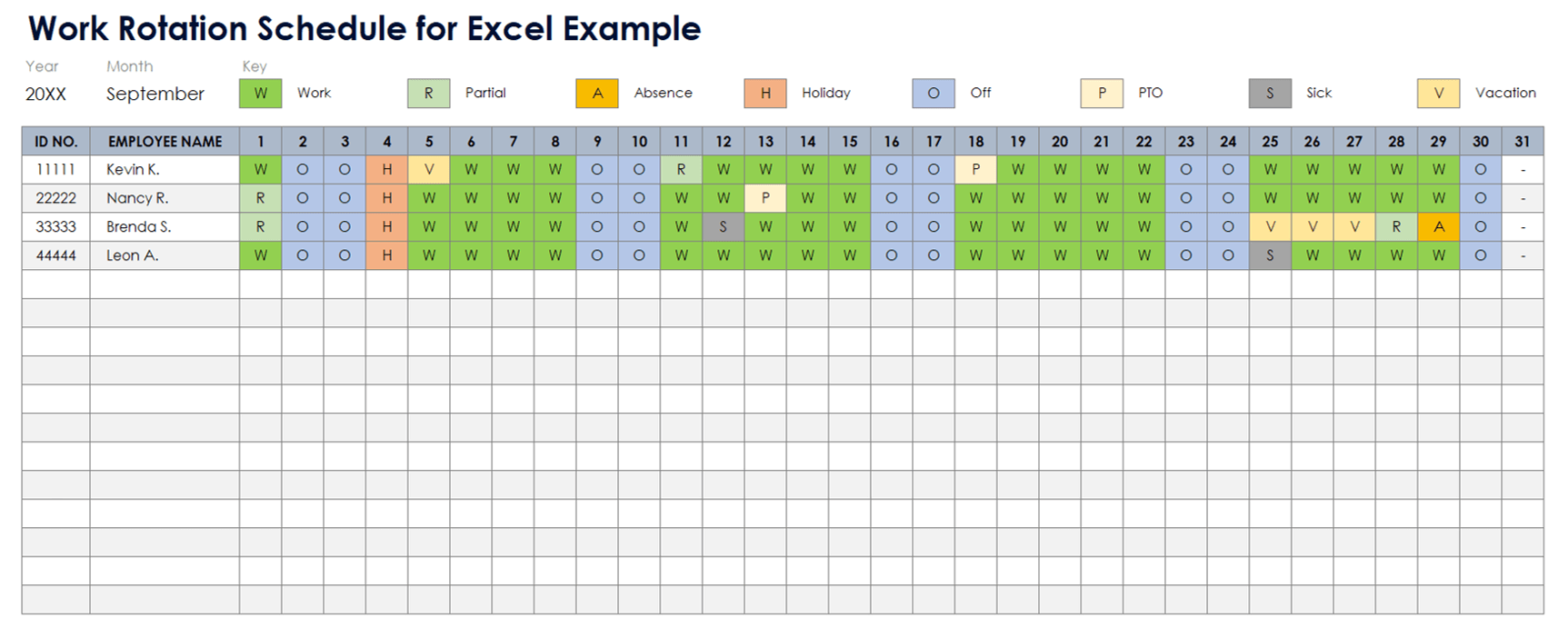 Work Rotation Schedule for Excel