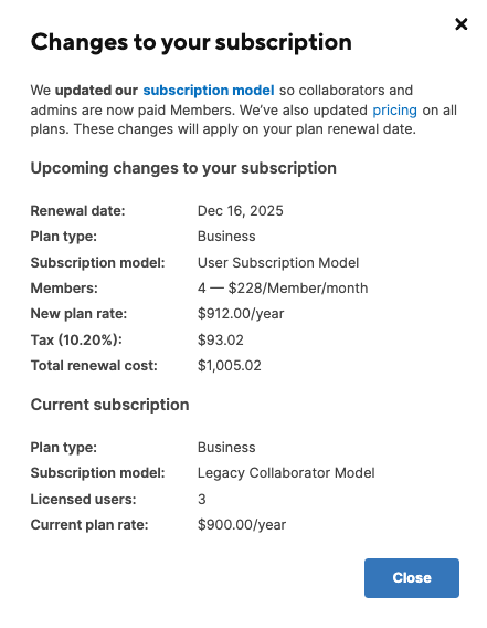 subscription modal example