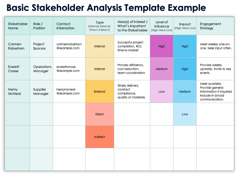 Basic Stakeholder Analysis Template Example