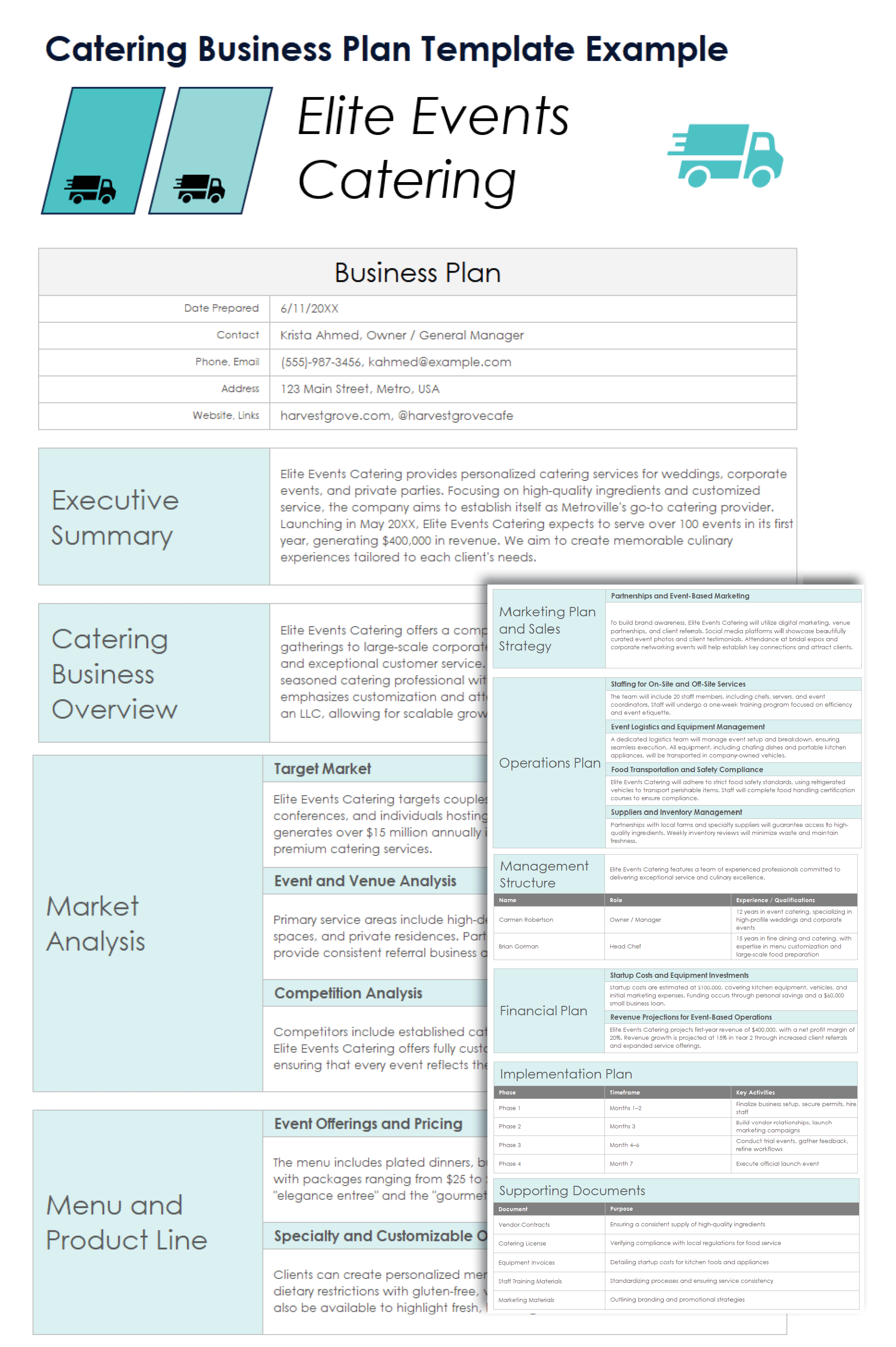 Catering Business Plan Template Example