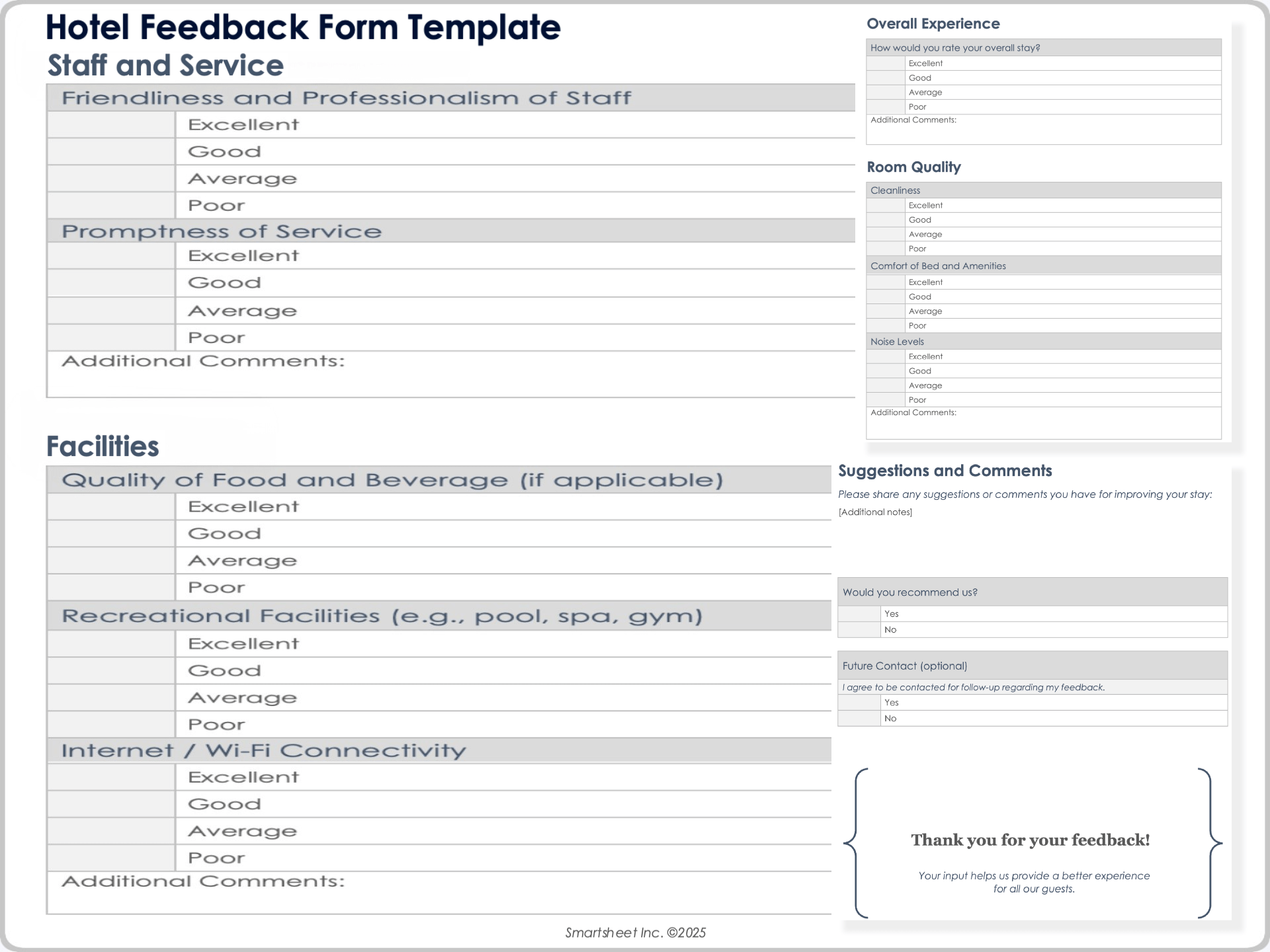 Hotel Feedback Form Template