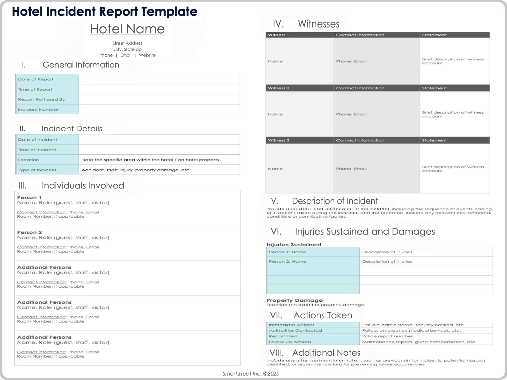 Hotel Incident Report Template