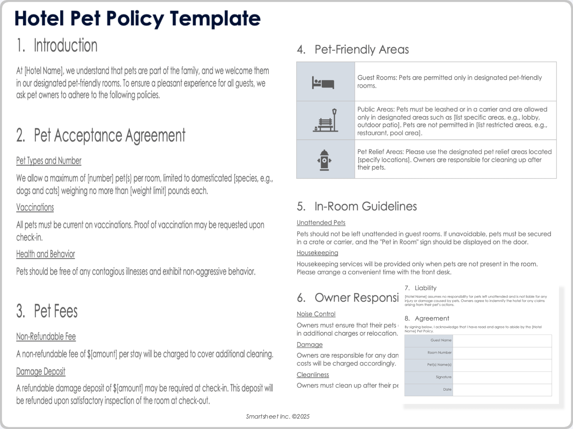 Hotel Pet Policy Template
