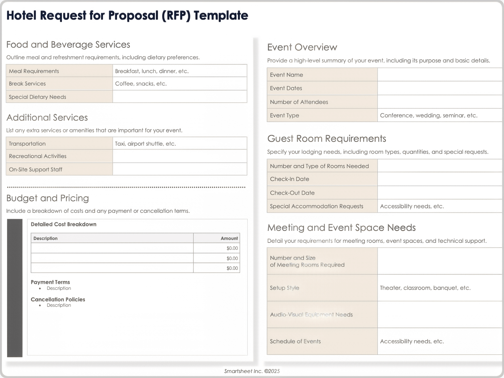 Hotel Request for Proposal RFP Template