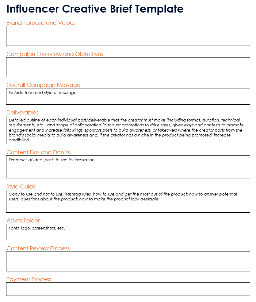 Influencer Creative Brief Template