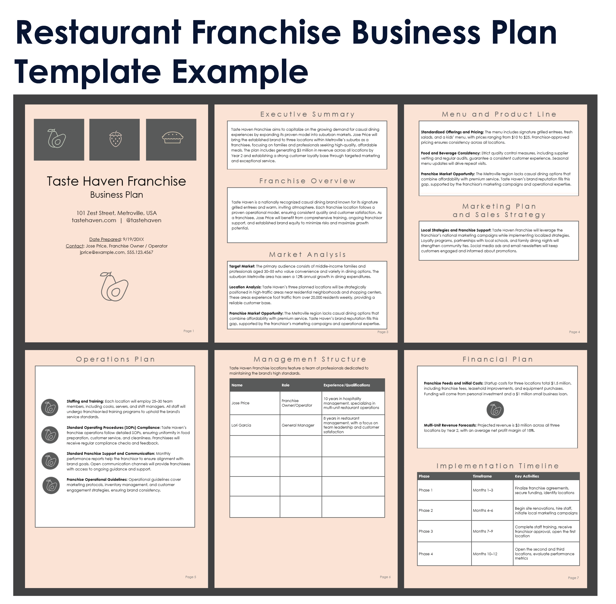 Restaurant Franchise Business Plan Template Example