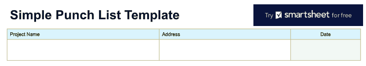 Simple Punch List Template Step 2