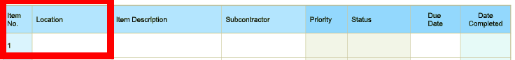 Simple Punch List Template Step 3