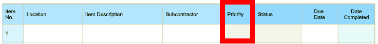 Simple Punch List Template Step 6
