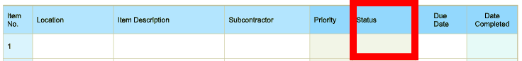 Simple Punch List Template Step 7