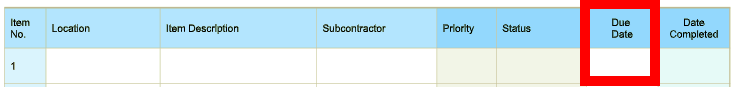 Simple Punch List Template Step 8
