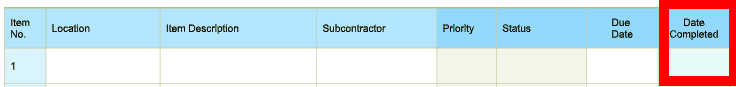 Simple Punch List Template Step 9