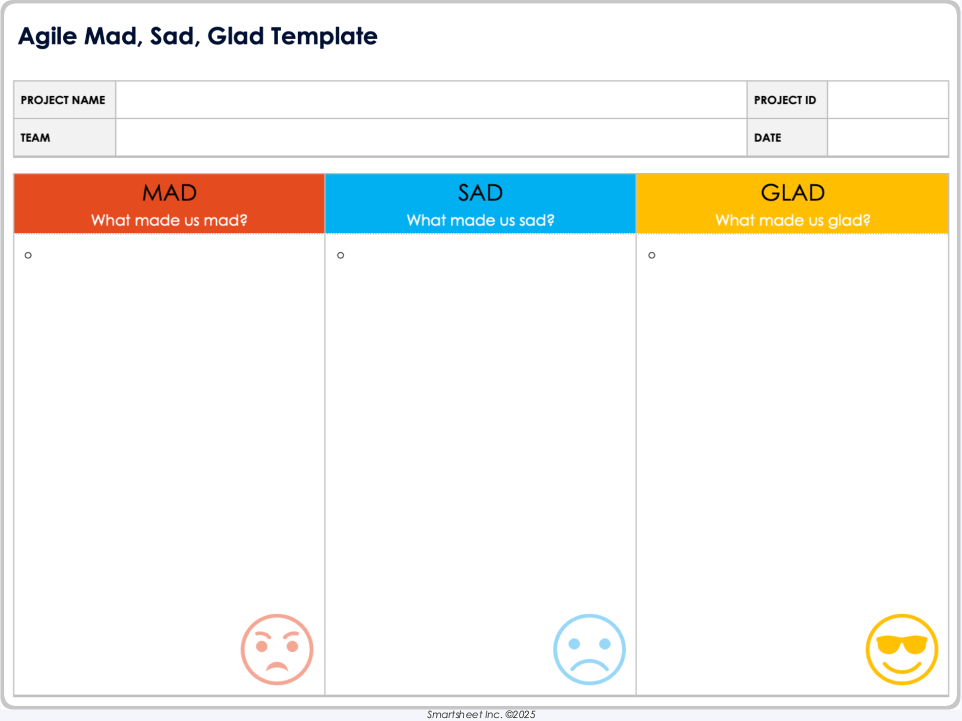 Agile Mad Sad Glad Template