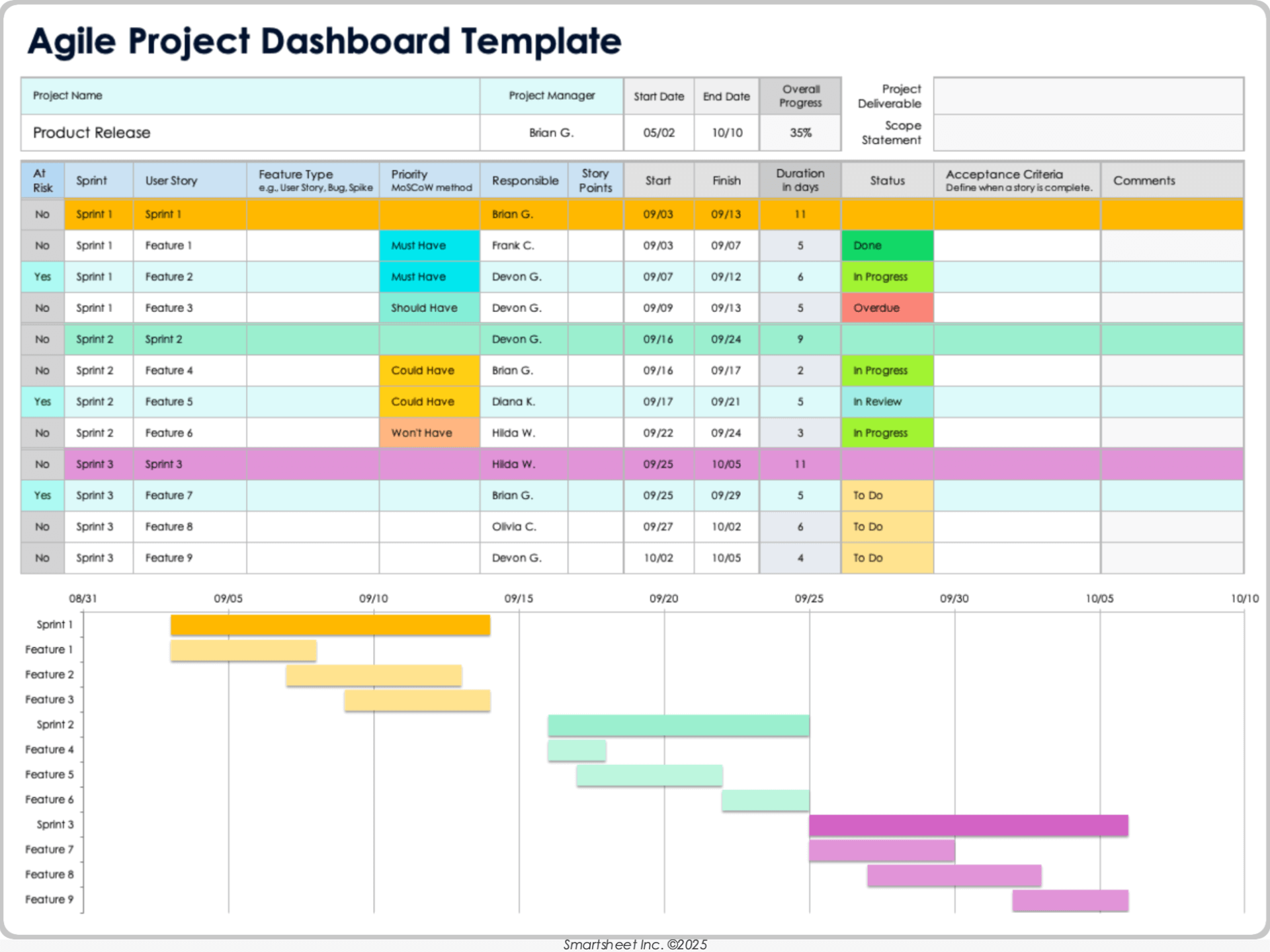 Agile Project Dashboard Template