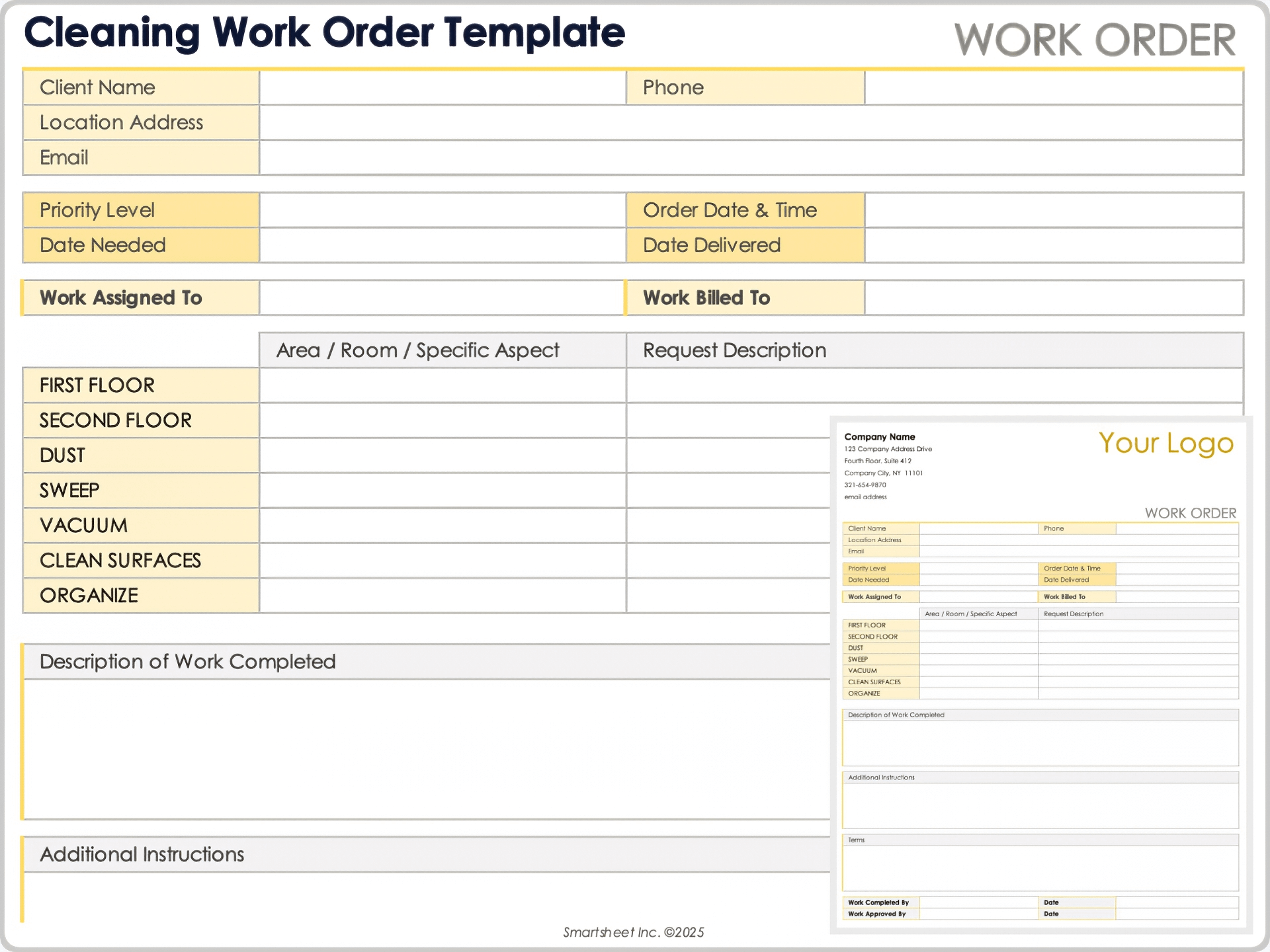 Cleaning Work Order Template