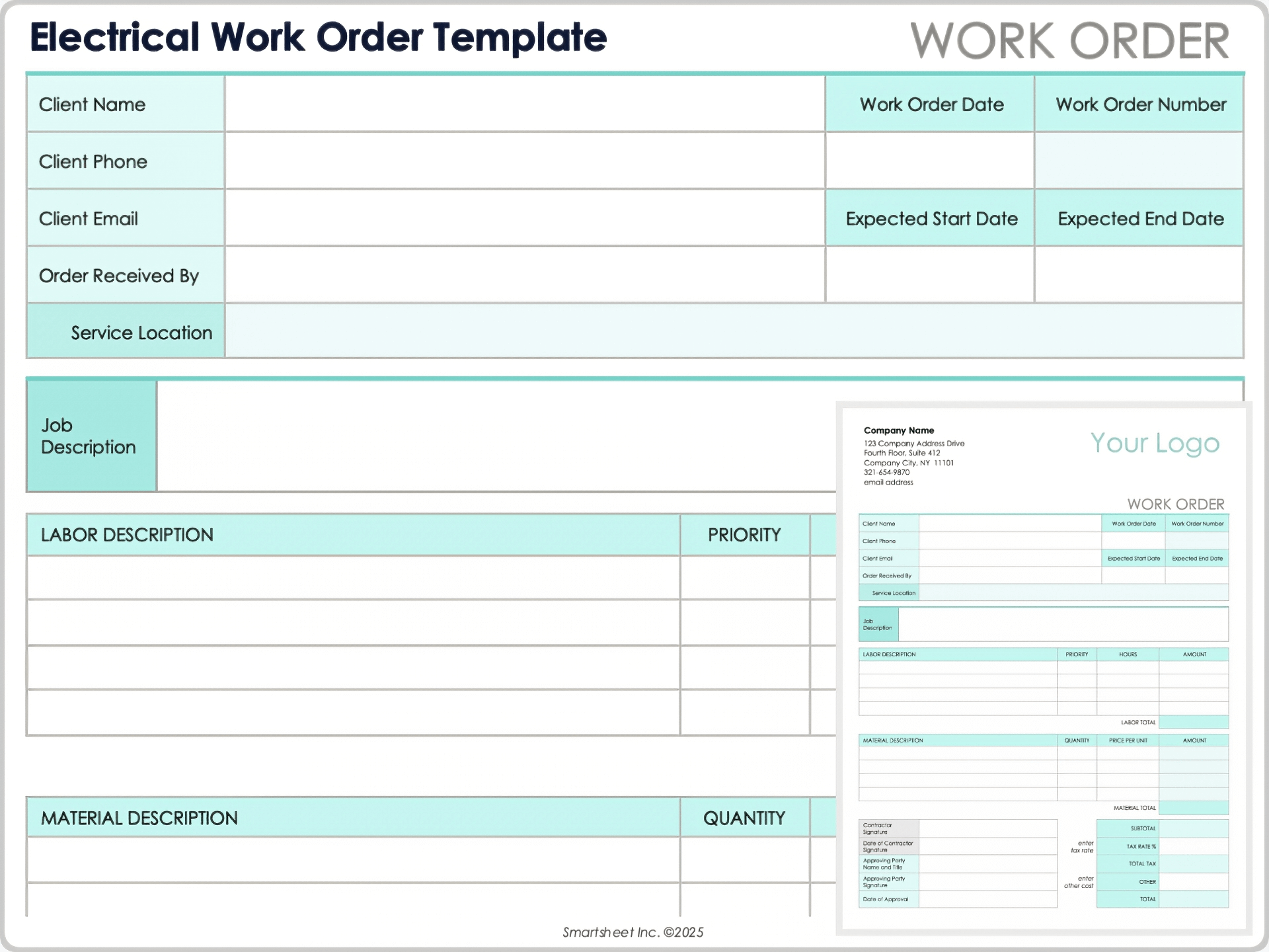 Electrical Work Order Template