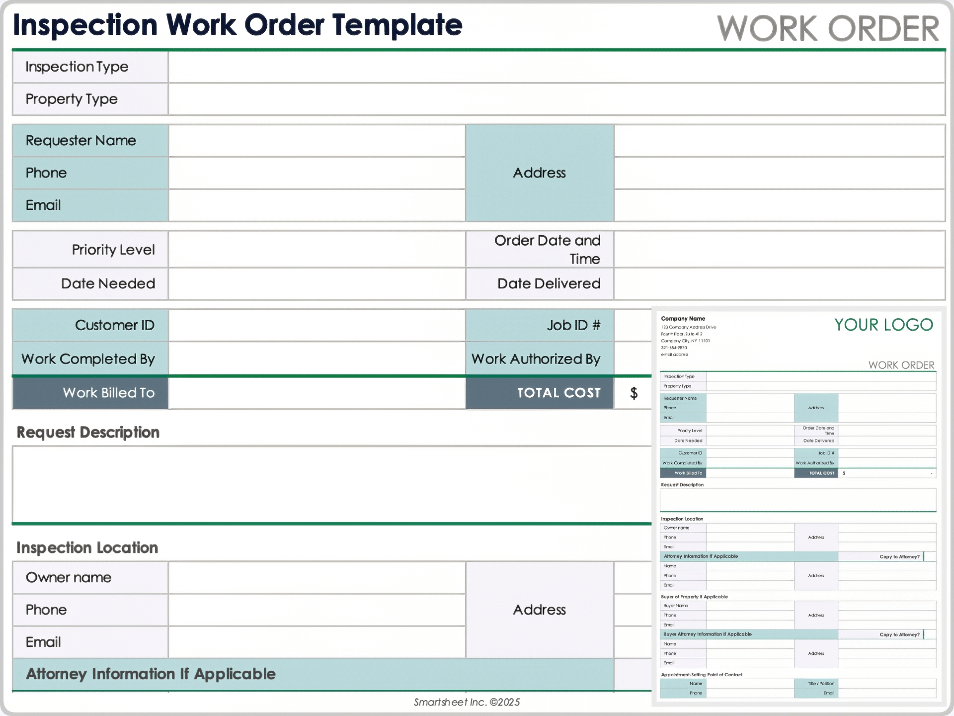 Inspection Work Order Template