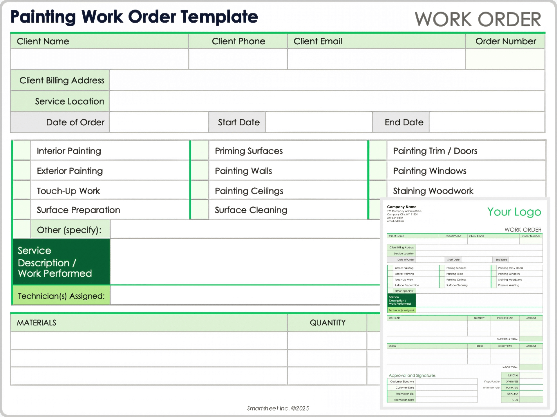 Painting Work Order Template