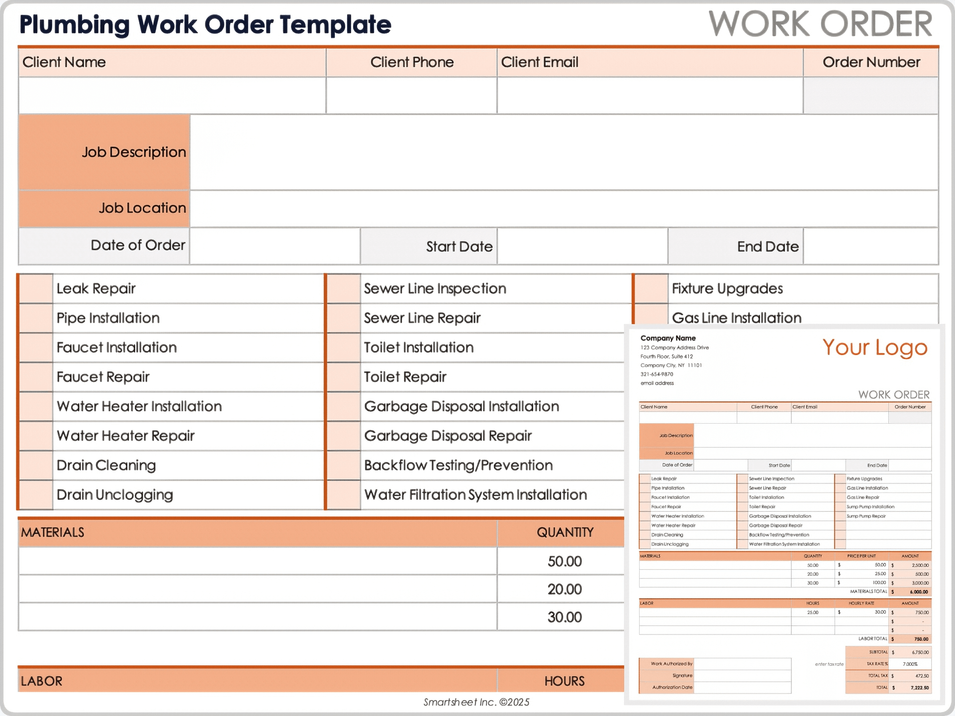 Plumbing Work Order Template