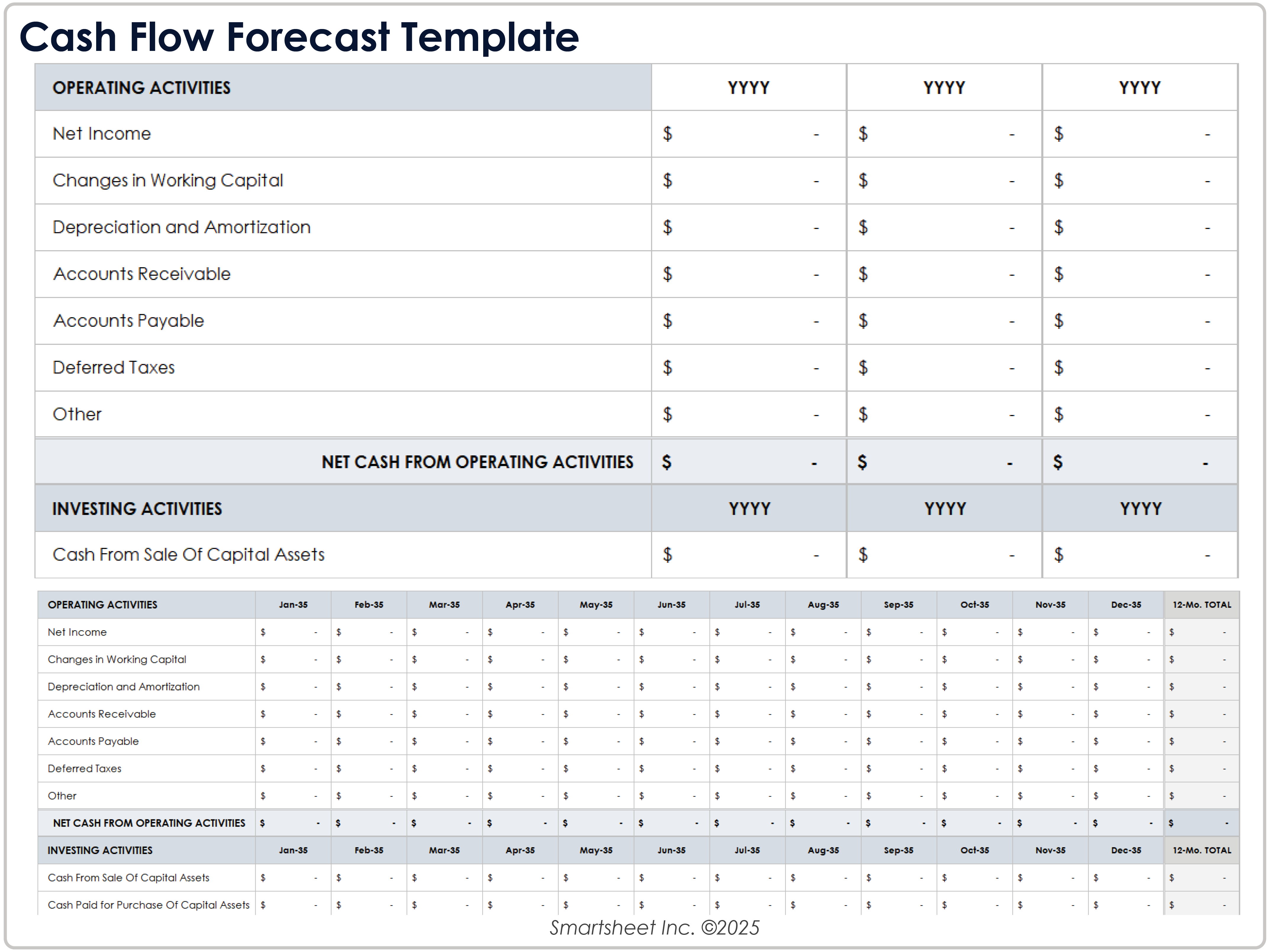 Cash Flow Forecast 12332 Template