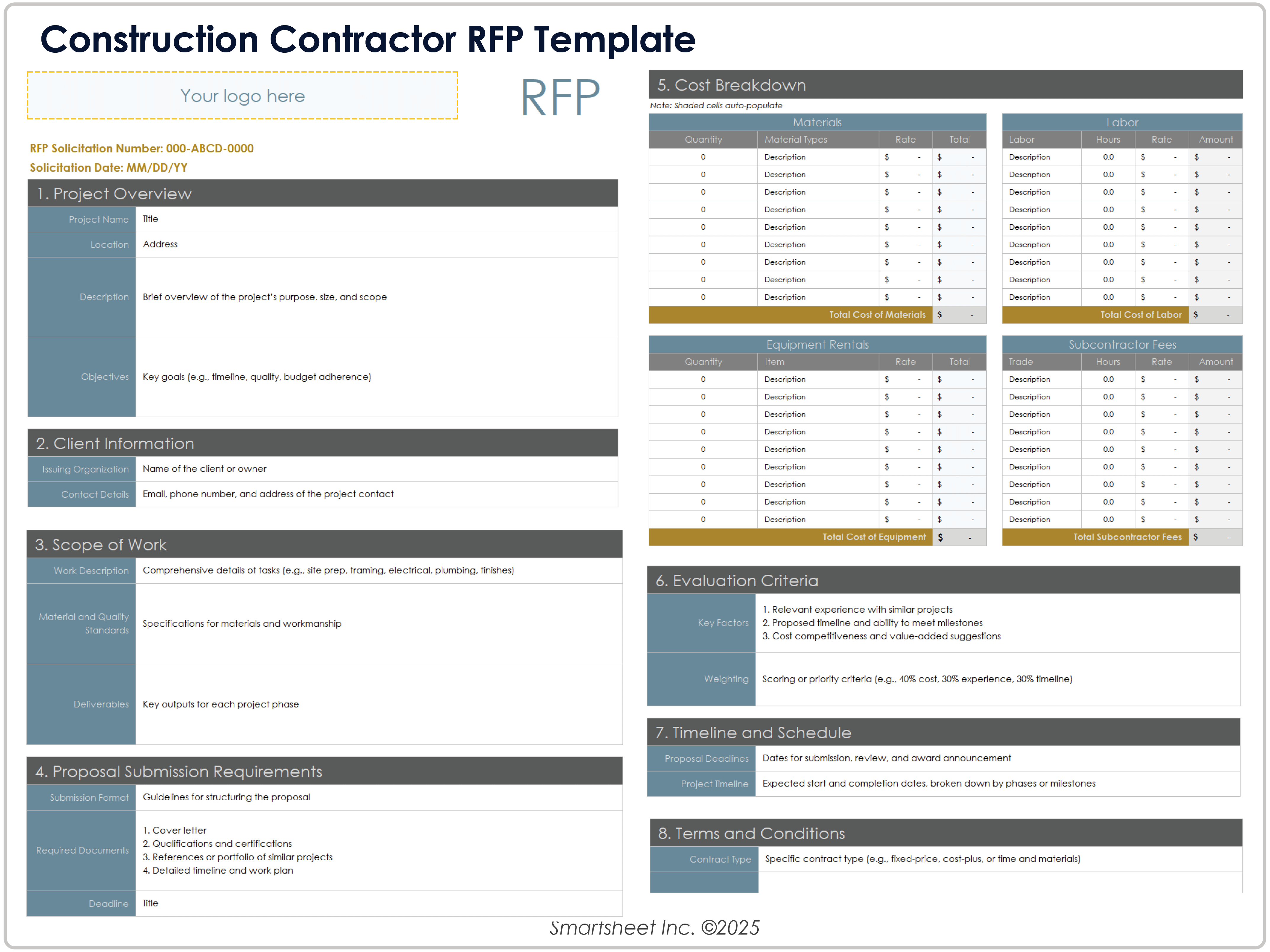 Construction Contractor RFP Template