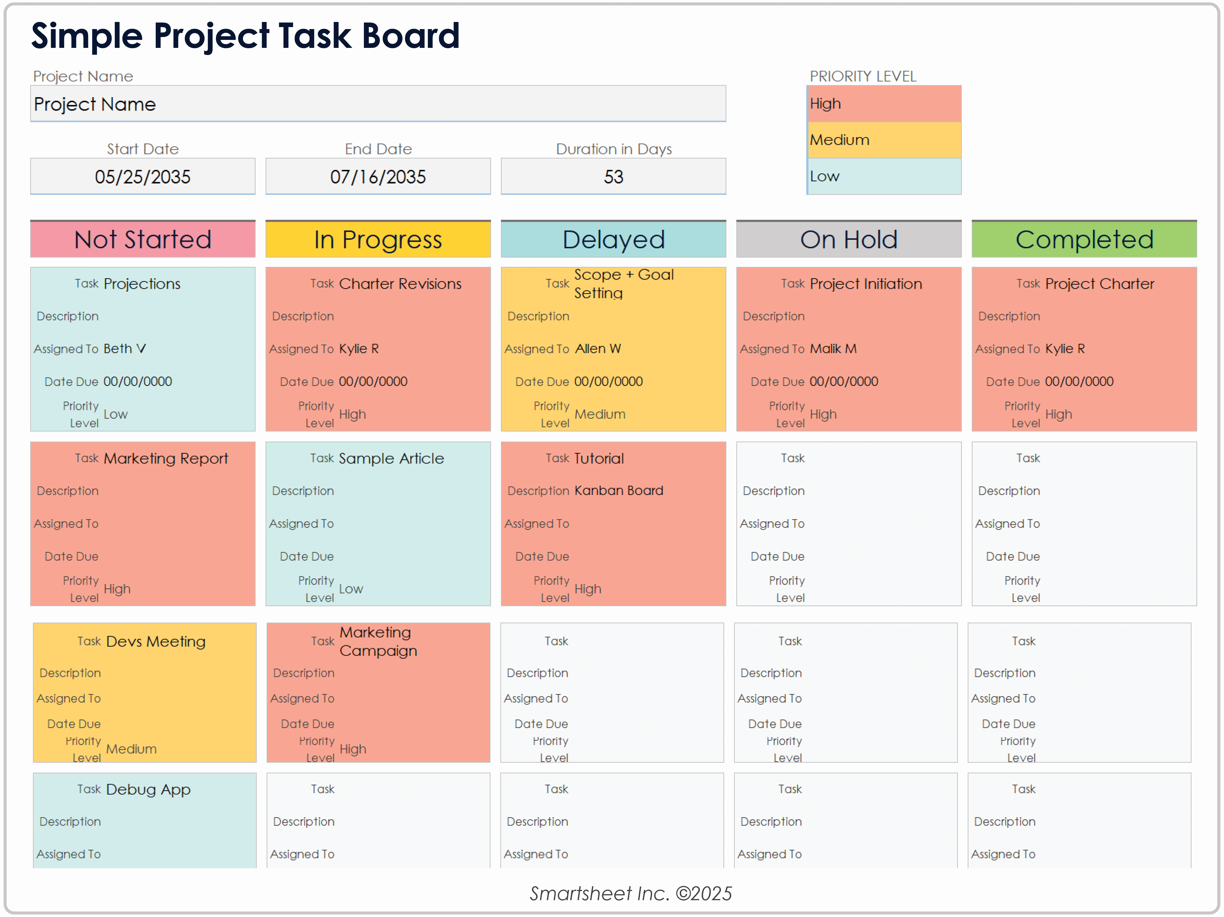 Simple Project Task Board