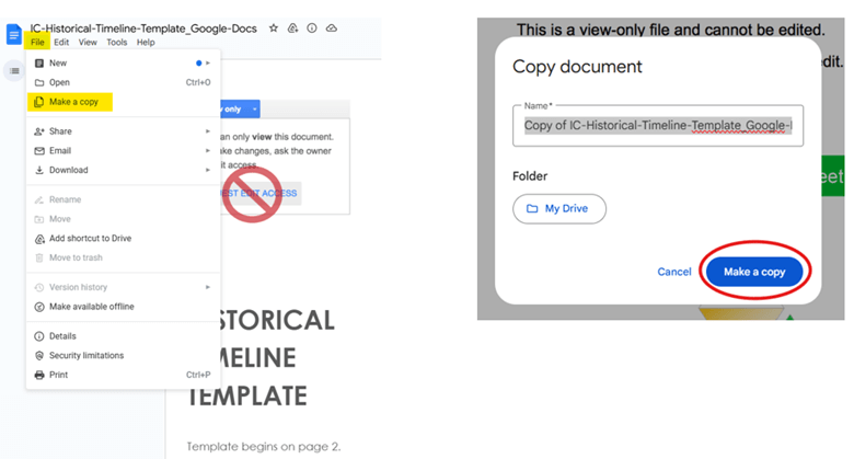 copying timeline template