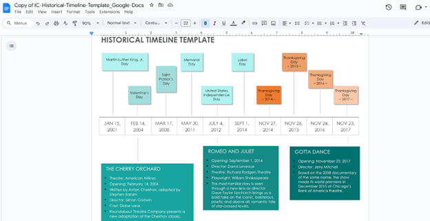 template with sample data