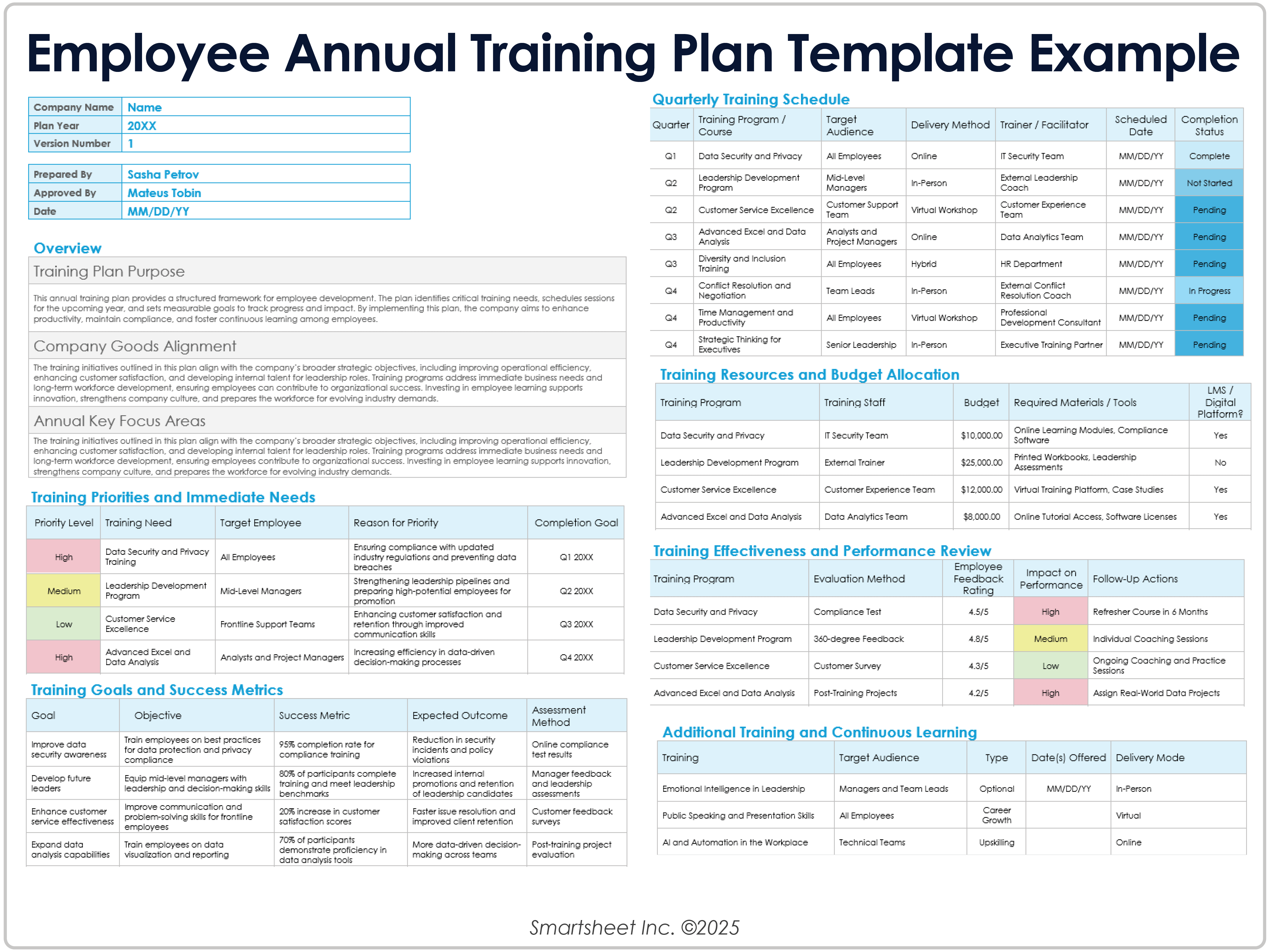 Employee Annual Training Plan Template Example