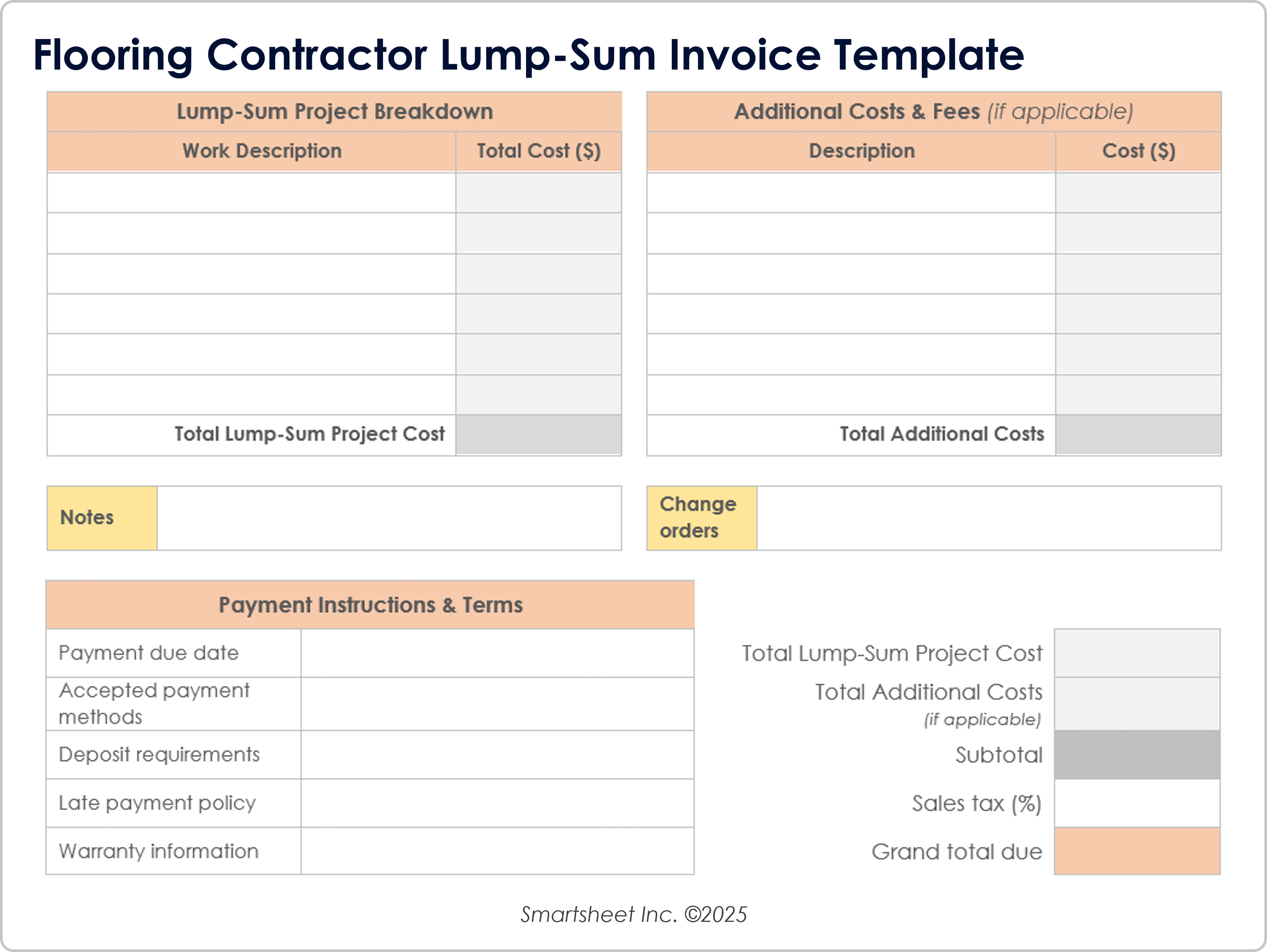 Flooring Contractor Lump Sum Invoice Template